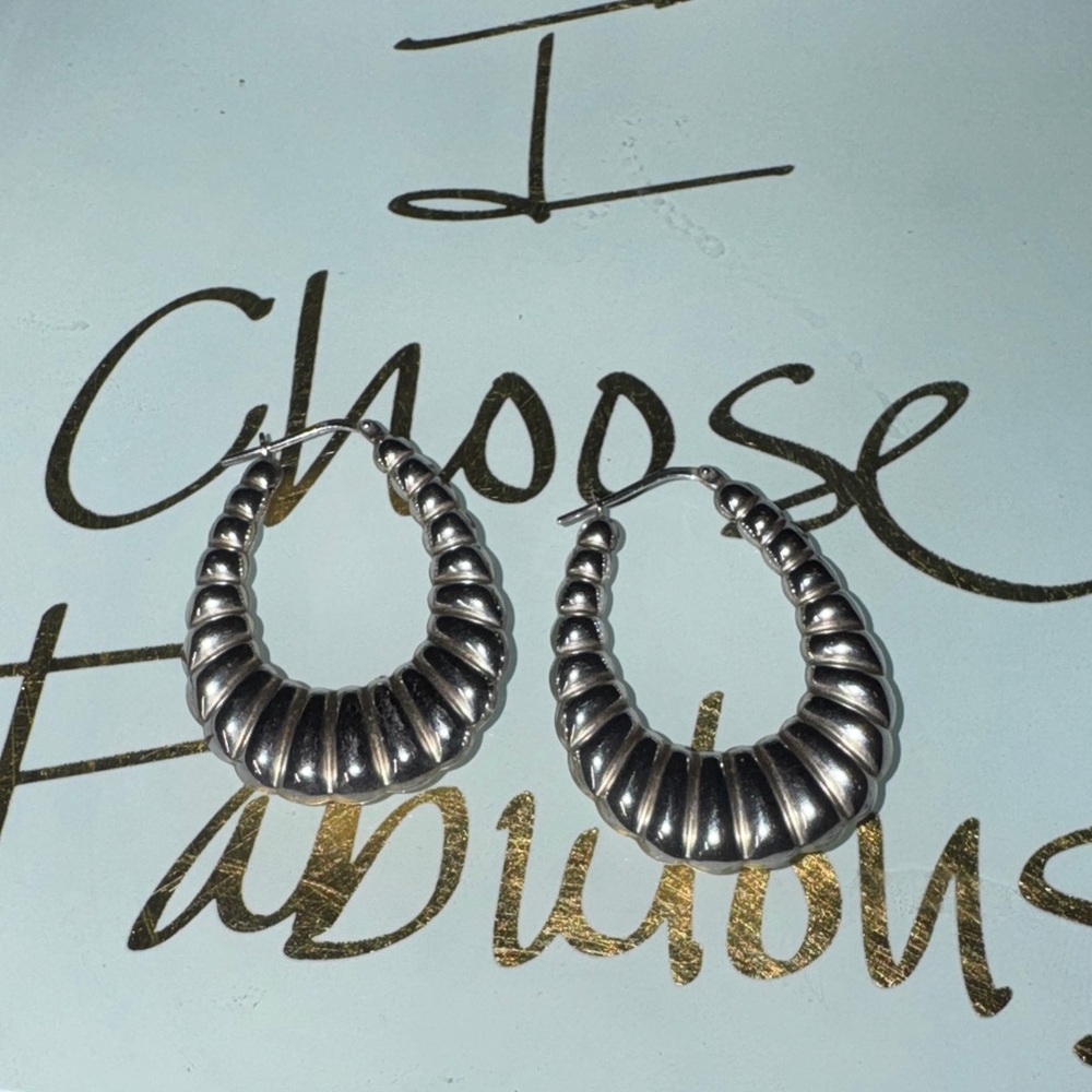 Sterling Silver Hoop Earrings Brilliance Fine Jewelry Bamboo Old School Street